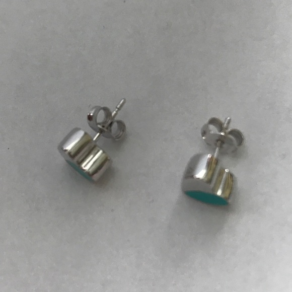 Silver and Blue Heart Earrings - Picture 3 of 4